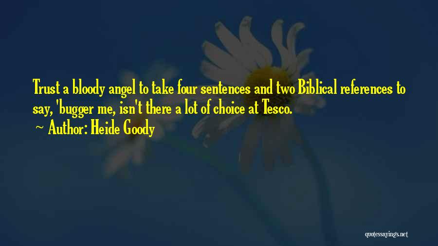 Heide Goody Quotes: Trust A Bloody Angel To Take Four Sentences And Two Biblical References To Say, 'bugger Me, Isn't There A Lot