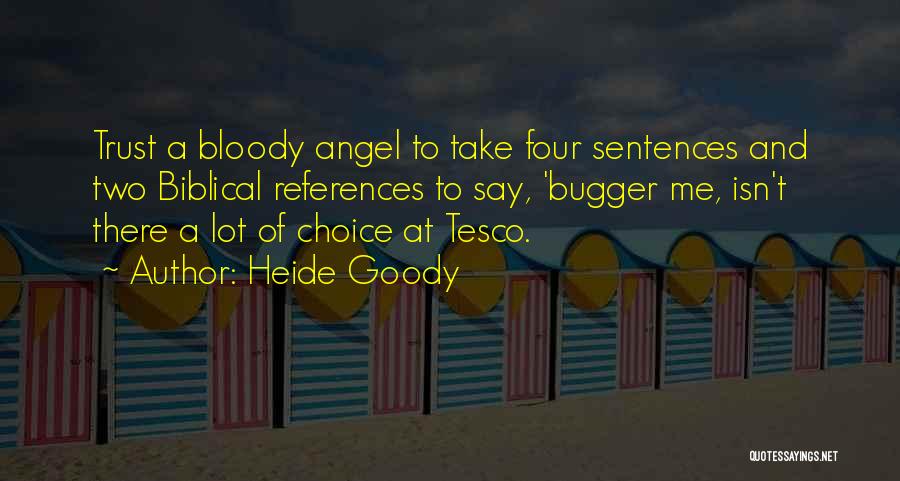 Heide Goody Quotes: Trust A Bloody Angel To Take Four Sentences And Two Biblical References To Say, 'bugger Me, Isn't There A Lot