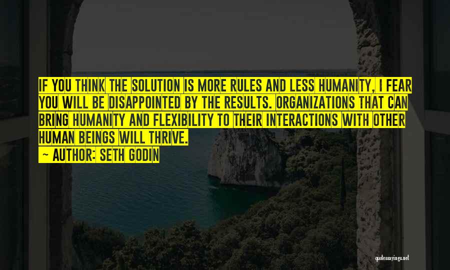 Seth Godin Quotes: If You Think The Solution Is More Rules And Less Humanity, I Fear You Will Be Disappointed By The Results.