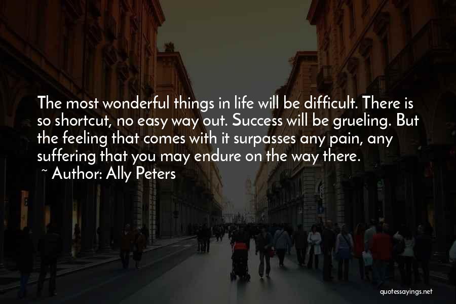 Ally Peters Quotes: The Most Wonderful Things In Life Will Be Difficult. There Is So Shortcut, No Easy Way Out. Success Will Be