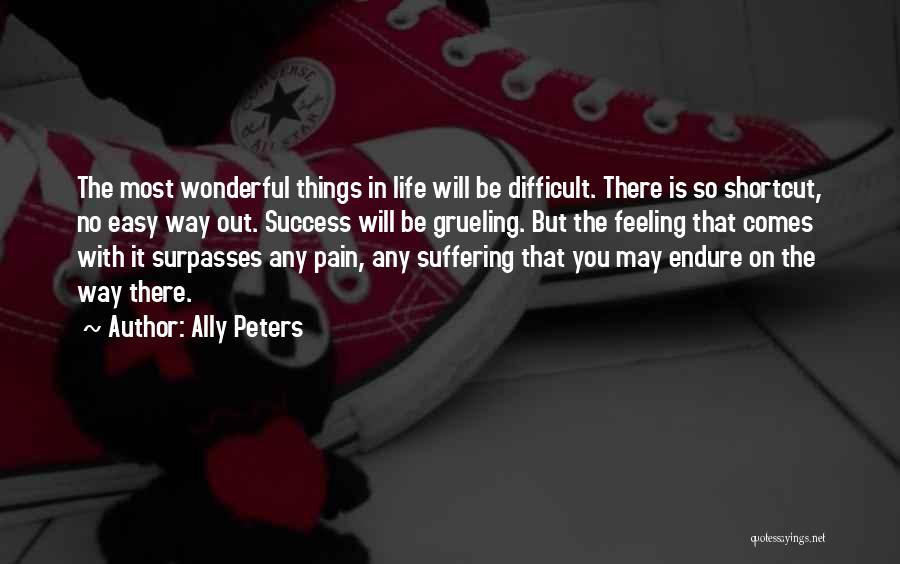 Ally Peters Quotes: The Most Wonderful Things In Life Will Be Difficult. There Is So Shortcut, No Easy Way Out. Success Will Be