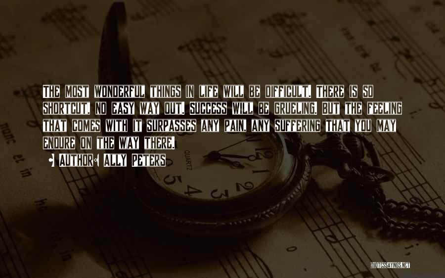 Ally Peters Quotes: The Most Wonderful Things In Life Will Be Difficult. There Is So Shortcut, No Easy Way Out. Success Will Be