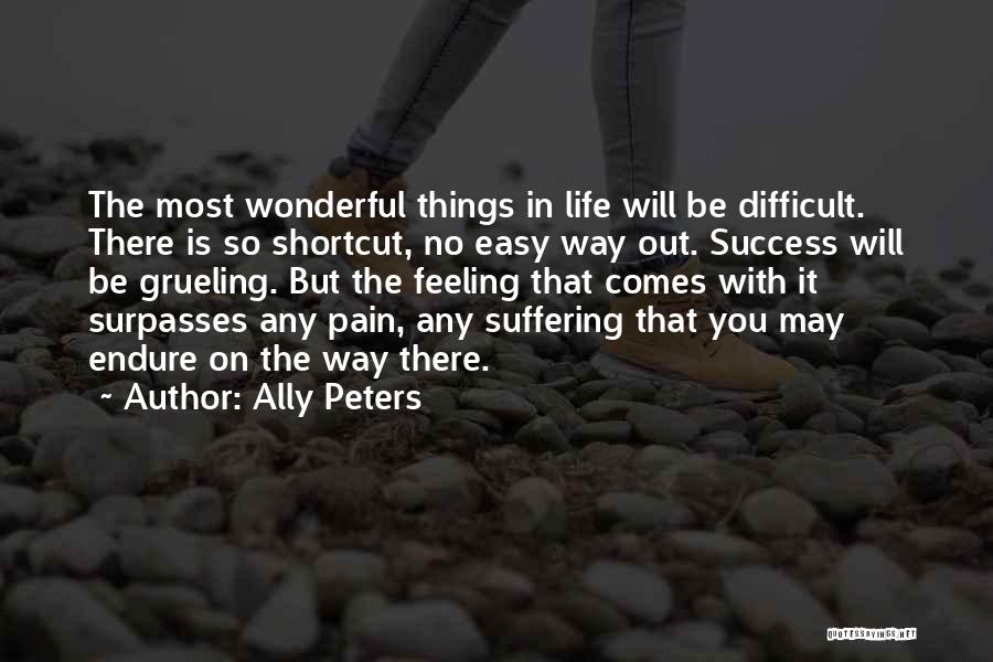 Ally Peters Quotes: The Most Wonderful Things In Life Will Be Difficult. There Is So Shortcut, No Easy Way Out. Success Will Be