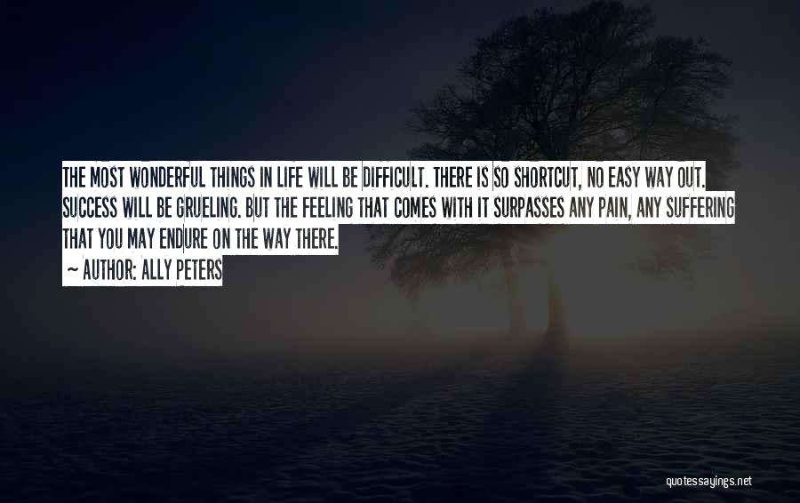 Ally Peters Quotes: The Most Wonderful Things In Life Will Be Difficult. There Is So Shortcut, No Easy Way Out. Success Will Be