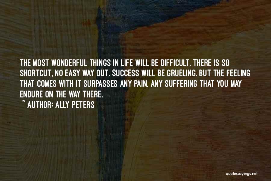 Ally Peters Quotes: The Most Wonderful Things In Life Will Be Difficult. There Is So Shortcut, No Easy Way Out. Success Will Be