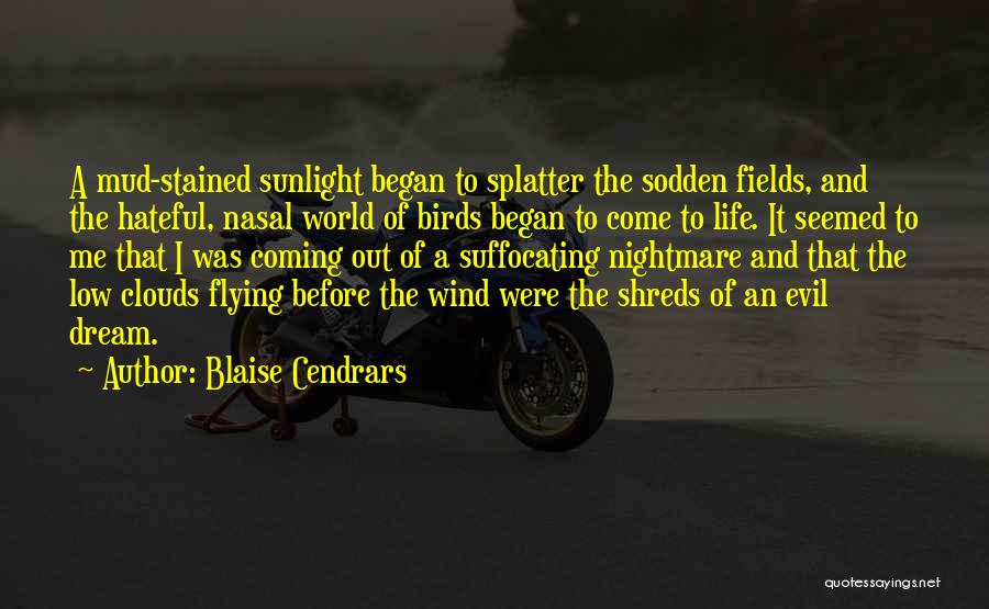 Blaise Cendrars Quotes: A Mud-stained Sunlight Began To Splatter The Sodden Fields, And The Hateful, Nasal World Of Birds Began To Come To