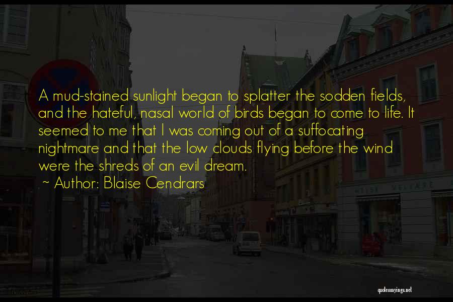 Blaise Cendrars Quotes: A Mud-stained Sunlight Began To Splatter The Sodden Fields, And The Hateful, Nasal World Of Birds Began To Come To