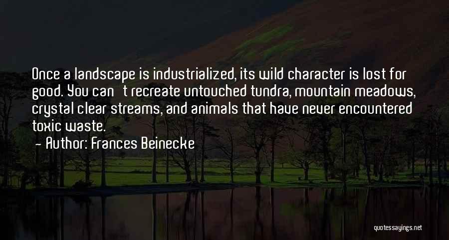 Frances Beinecke Quotes: Once A Landscape Is Industrialized, Its Wild Character Is Lost For Good. You Can't Recreate Untouched Tundra, Mountain Meadows, Crystal