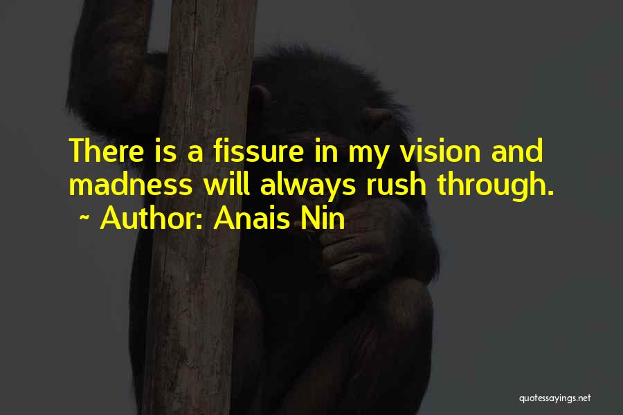 Anais Nin Quotes: There Is A Fissure In My Vision And Madness Will Always Rush Through.