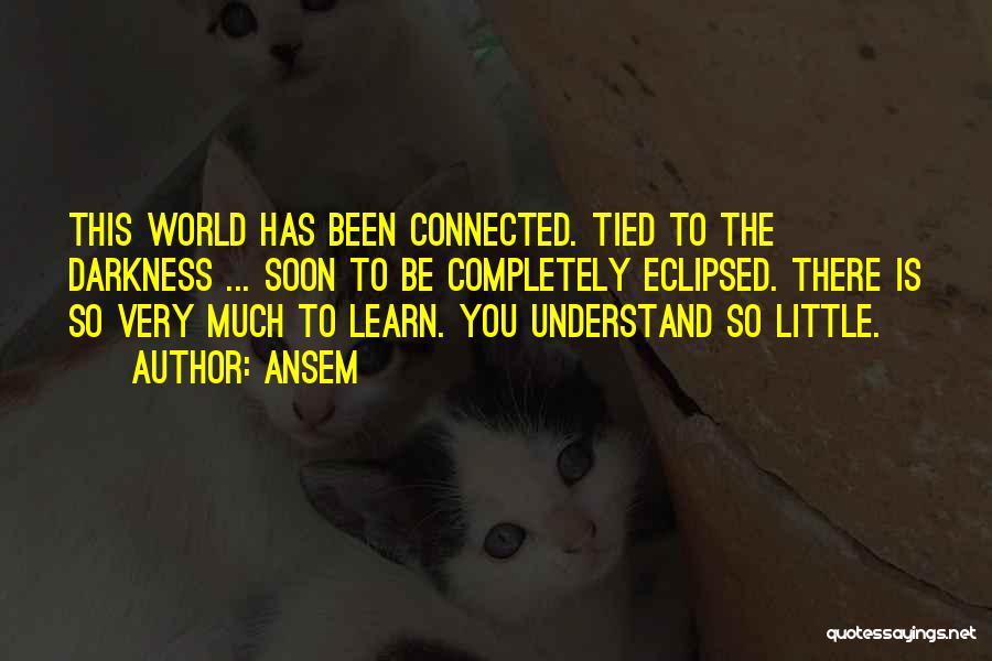 Ansem Quotes: This World Has Been Connected. Tied To The Darkness ... Soon To Be Completely Eclipsed. There Is So Very Much