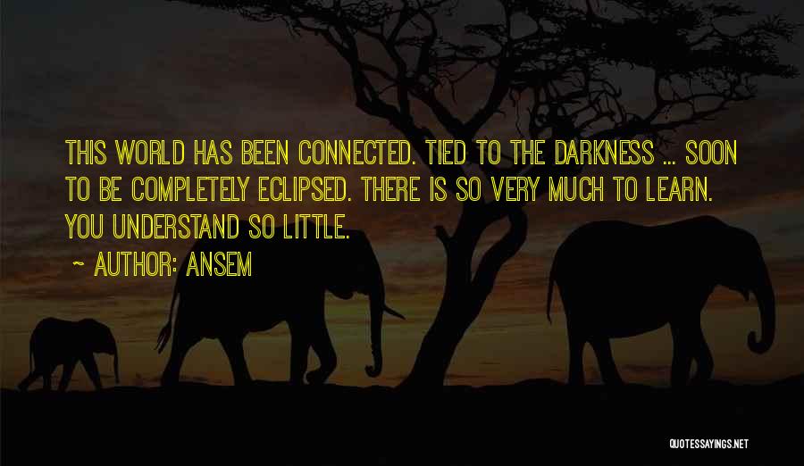 Ansem Quotes: This World Has Been Connected. Tied To The Darkness ... Soon To Be Completely Eclipsed. There Is So Very Much