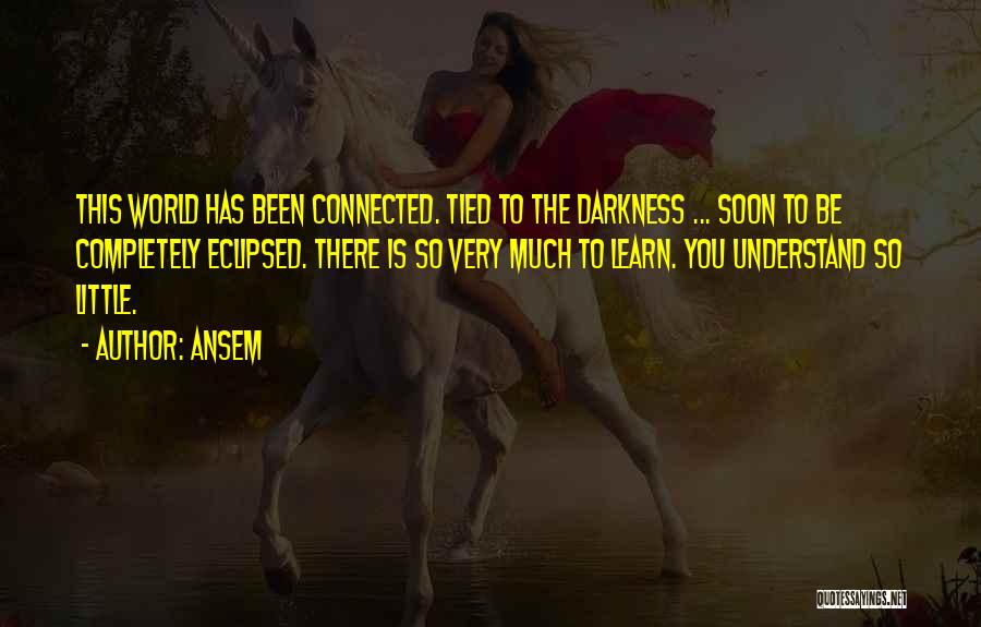 Ansem Quotes: This World Has Been Connected. Tied To The Darkness ... Soon To Be Completely Eclipsed. There Is So Very Much