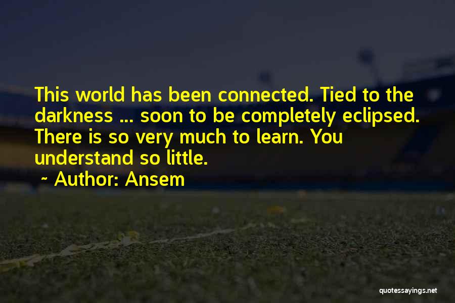 Ansem Quotes: This World Has Been Connected. Tied To The Darkness ... Soon To Be Completely Eclipsed. There Is So Very Much