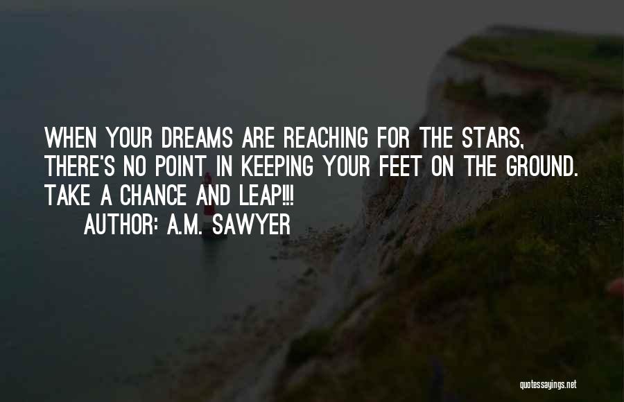 A.M. Sawyer Quotes: When Your Dreams Are Reaching For The Stars, There's No Point In Keeping Your Feet On The Ground. Take A