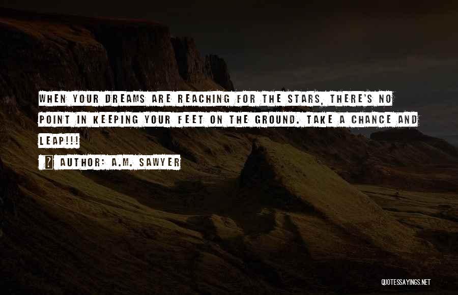 A.M. Sawyer Quotes: When Your Dreams Are Reaching For The Stars, There's No Point In Keeping Your Feet On The Ground. Take A