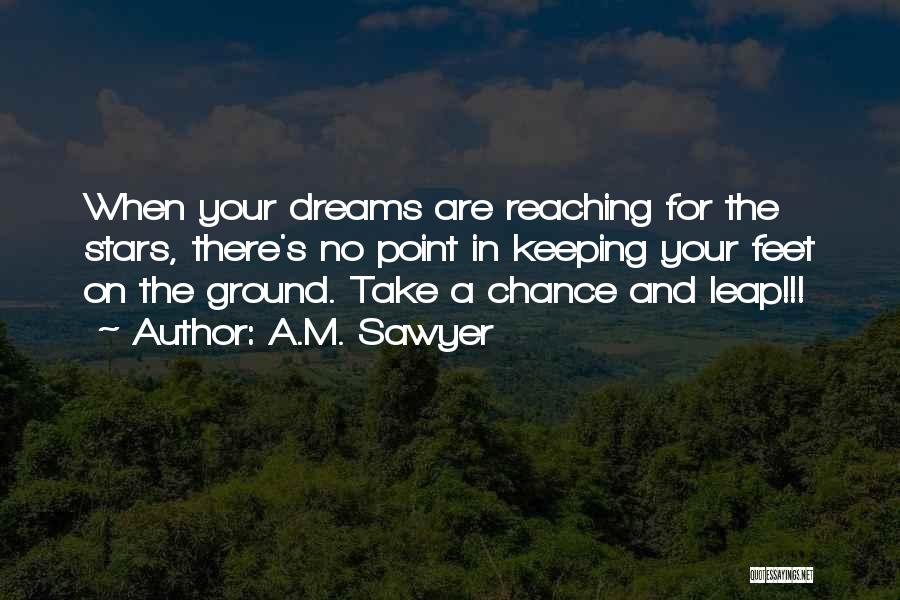 A.M. Sawyer Quotes: When Your Dreams Are Reaching For The Stars, There's No Point In Keeping Your Feet On The Ground. Take A