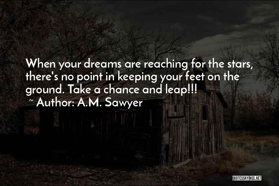 A.M. Sawyer Quotes: When Your Dreams Are Reaching For The Stars, There's No Point In Keeping Your Feet On The Ground. Take A