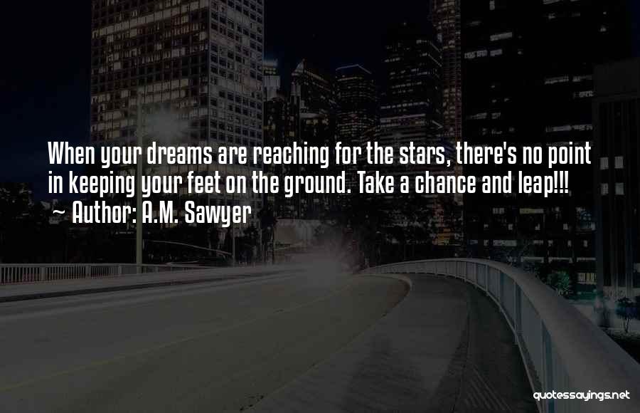 A.M. Sawyer Quotes: When Your Dreams Are Reaching For The Stars, There's No Point In Keeping Your Feet On The Ground. Take A