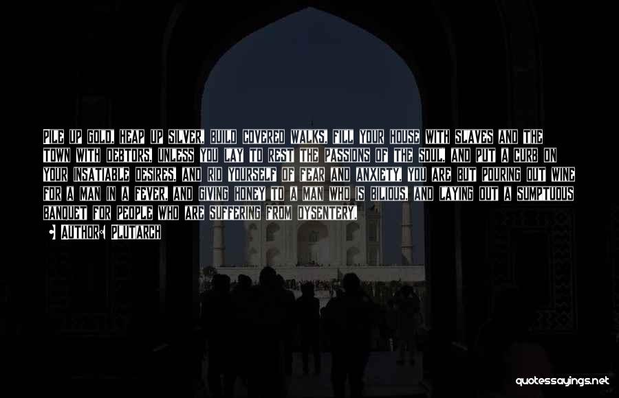 Plutarch Quotes: Pile Up Gold, Heap Up Silver, Build Covered Walks, Fill Your House With Slaves And The Town With Debtors, Unless