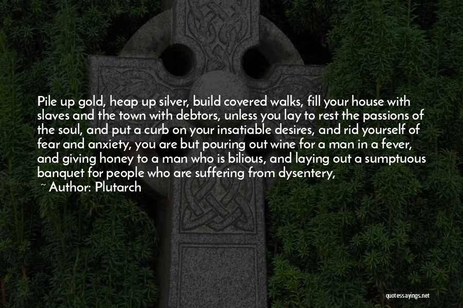 Plutarch Quotes: Pile Up Gold, Heap Up Silver, Build Covered Walks, Fill Your House With Slaves And The Town With Debtors, Unless