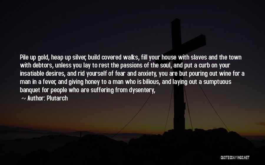 Plutarch Quotes: Pile Up Gold, Heap Up Silver, Build Covered Walks, Fill Your House With Slaves And The Town With Debtors, Unless