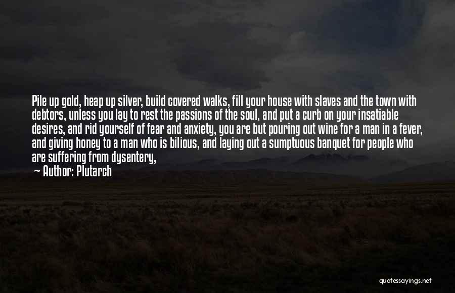 Plutarch Quotes: Pile Up Gold, Heap Up Silver, Build Covered Walks, Fill Your House With Slaves And The Town With Debtors, Unless