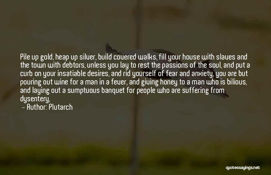 Plutarch Quotes: Pile Up Gold, Heap Up Silver, Build Covered Walks, Fill Your House With Slaves And The Town With Debtors, Unless