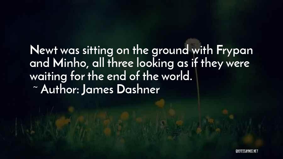 James Dashner Quotes: Newt Was Sitting On The Ground With Frypan And Minho, All Three Looking As If They Were Waiting For The