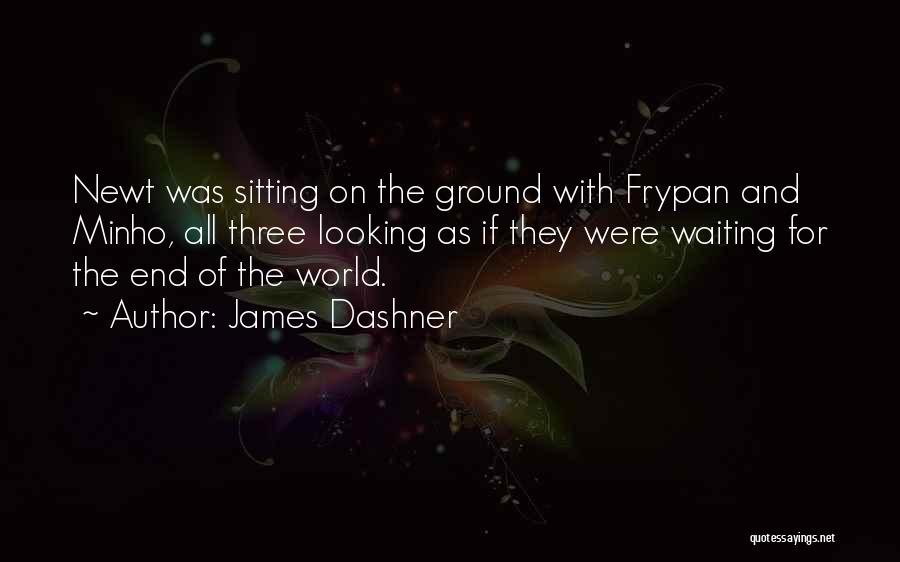 James Dashner Quotes: Newt Was Sitting On The Ground With Frypan And Minho, All Three Looking As If They Were Waiting For The