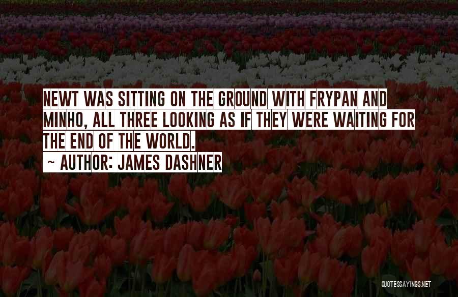 James Dashner Quotes: Newt Was Sitting On The Ground With Frypan And Minho, All Three Looking As If They Were Waiting For The