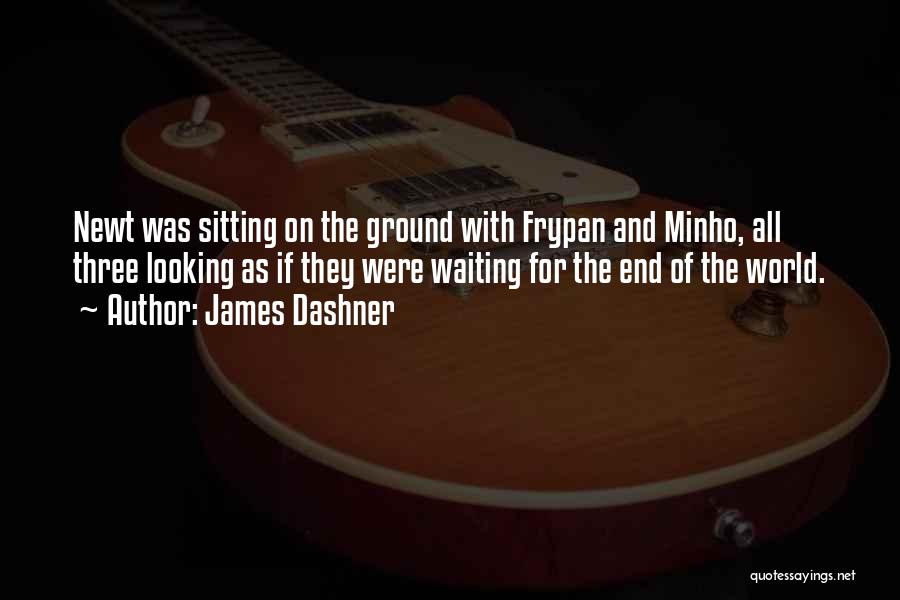 James Dashner Quotes: Newt Was Sitting On The Ground With Frypan And Minho, All Three Looking As If They Were Waiting For The