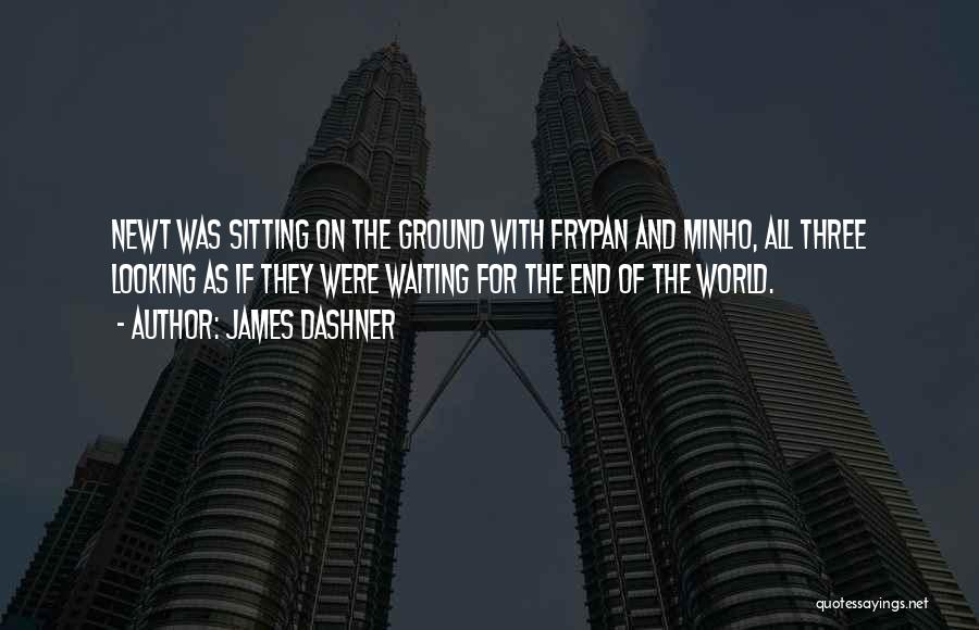 James Dashner Quotes: Newt Was Sitting On The Ground With Frypan And Minho, All Three Looking As If They Were Waiting For The