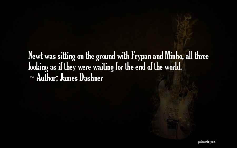 James Dashner Quotes: Newt Was Sitting On The Ground With Frypan And Minho, All Three Looking As If They Were Waiting For The