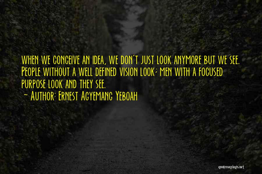 Ernest Agyemang Yeboah Quotes: When We Conceive An Idea, We Don't Just Look Anymore But We See. People Without A Well Defined Vision Look;