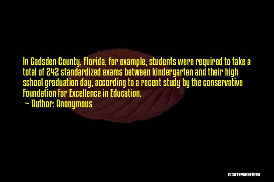 Anonymous Quotes: In Gadsden County, Florida, For Example, Students Were Required To Take A Total Of 242 Standardized Exams Between Kindergarten And