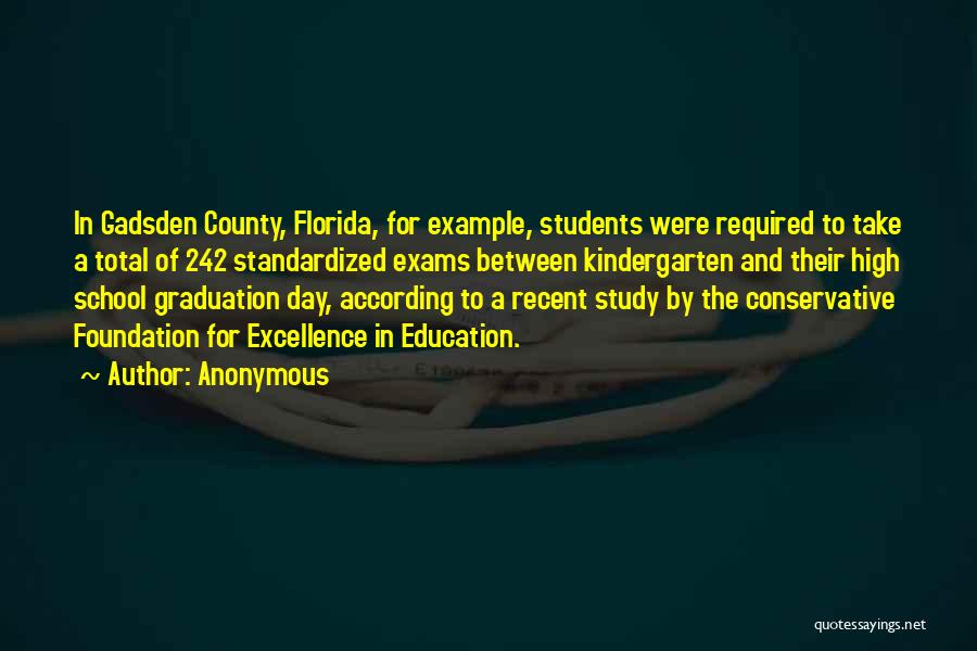 Anonymous Quotes: In Gadsden County, Florida, For Example, Students Were Required To Take A Total Of 242 Standardized Exams Between Kindergarten And