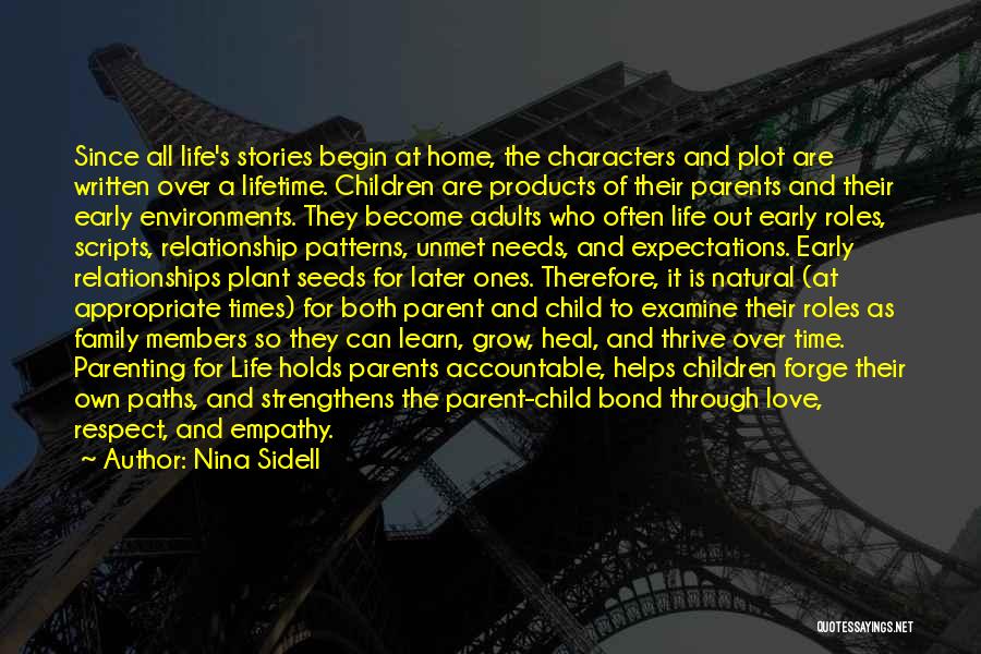 Nina Sidell Quotes: Since All Life's Stories Begin At Home, The Characters And Plot Are Written Over A Lifetime. Children Are Products Of