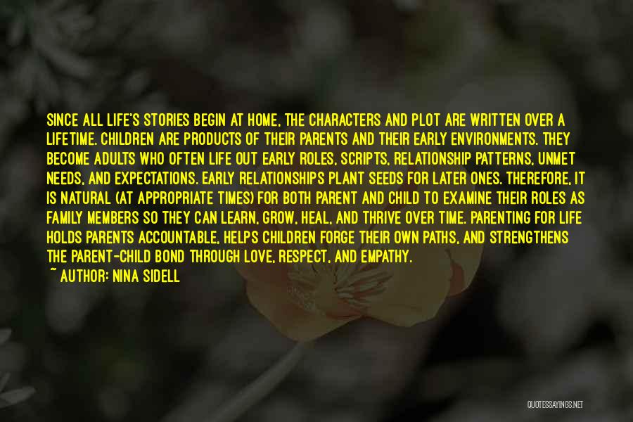 Nina Sidell Quotes: Since All Life's Stories Begin At Home, The Characters And Plot Are Written Over A Lifetime. Children Are Products Of