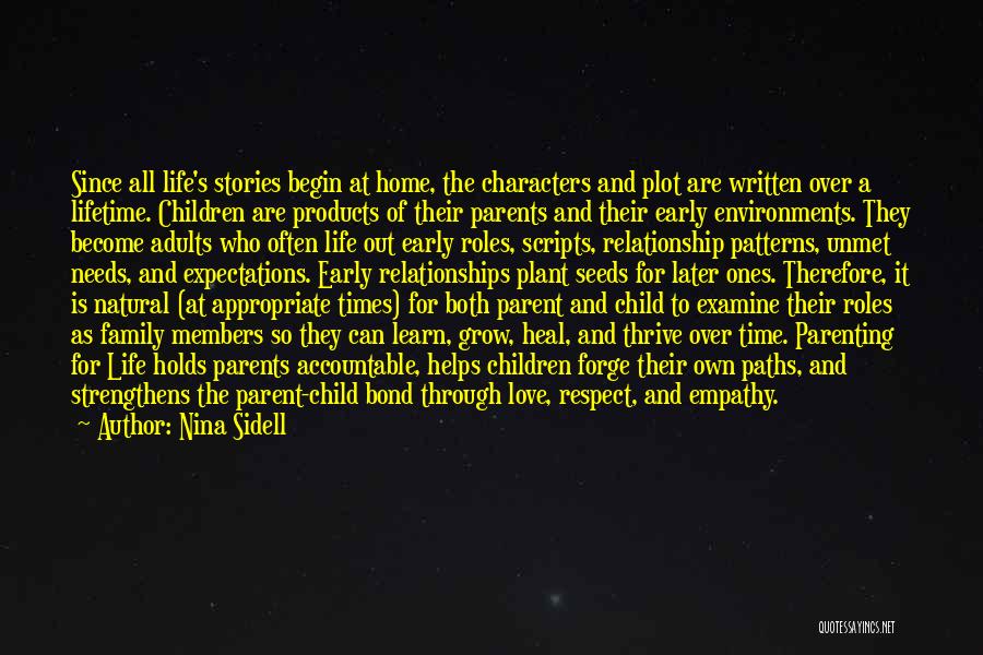 Nina Sidell Quotes: Since All Life's Stories Begin At Home, The Characters And Plot Are Written Over A Lifetime. Children Are Products Of