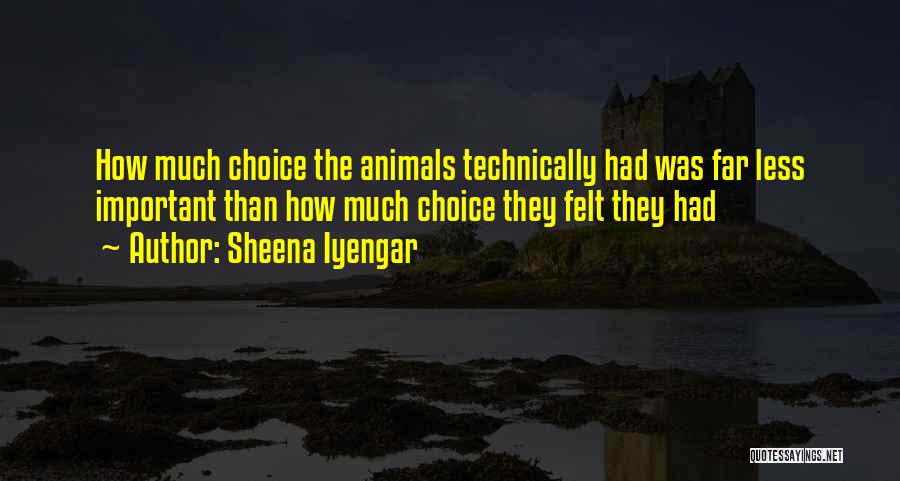 Sheena Iyengar Quotes: How Much Choice The Animals Technically Had Was Far Less Important Than How Much Choice They Felt They Had