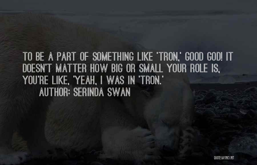 Serinda Swan Quotes: To Be A Part Of Something Like 'tron,' Good God! It Doesn't Matter How Big Or Small Your Role Is,