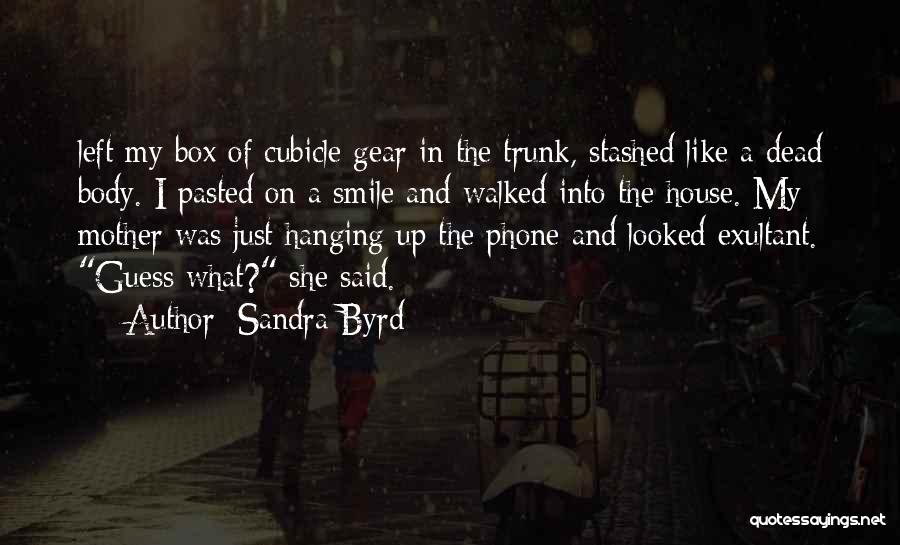 Sandra Byrd Quotes: Left My Box Of Cubicle Gear In The Trunk, Stashed Like A Dead Body. I Pasted On A Smile And