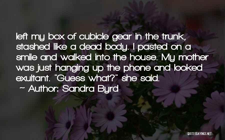 Sandra Byrd Quotes: Left My Box Of Cubicle Gear In The Trunk, Stashed Like A Dead Body. I Pasted On A Smile And