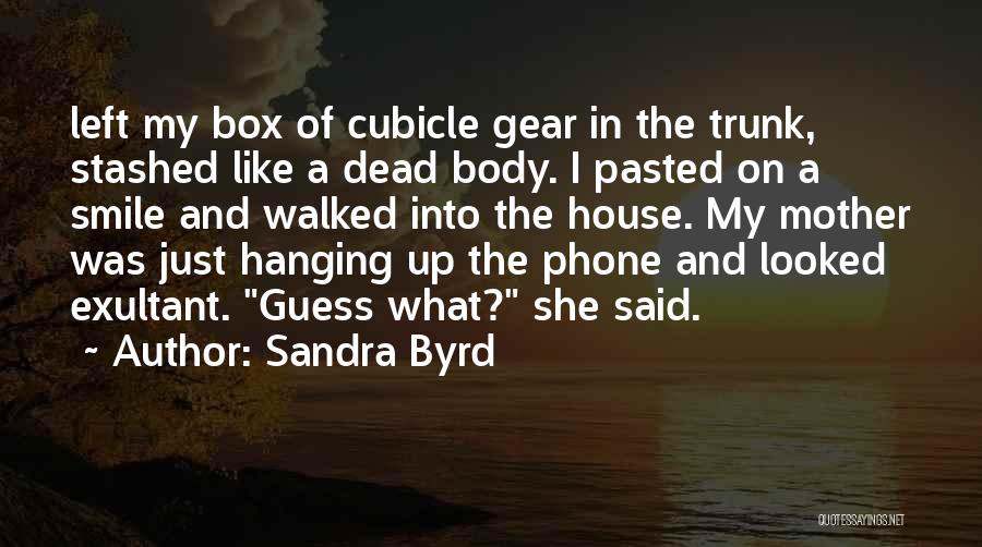 Sandra Byrd Quotes: Left My Box Of Cubicle Gear In The Trunk, Stashed Like A Dead Body. I Pasted On A Smile And