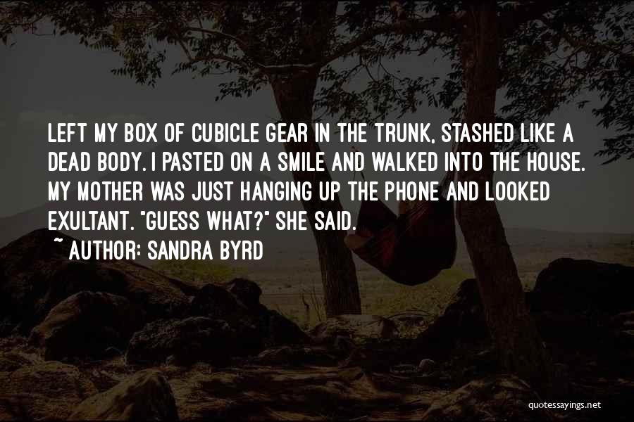 Sandra Byrd Quotes: Left My Box Of Cubicle Gear In The Trunk, Stashed Like A Dead Body. I Pasted On A Smile And