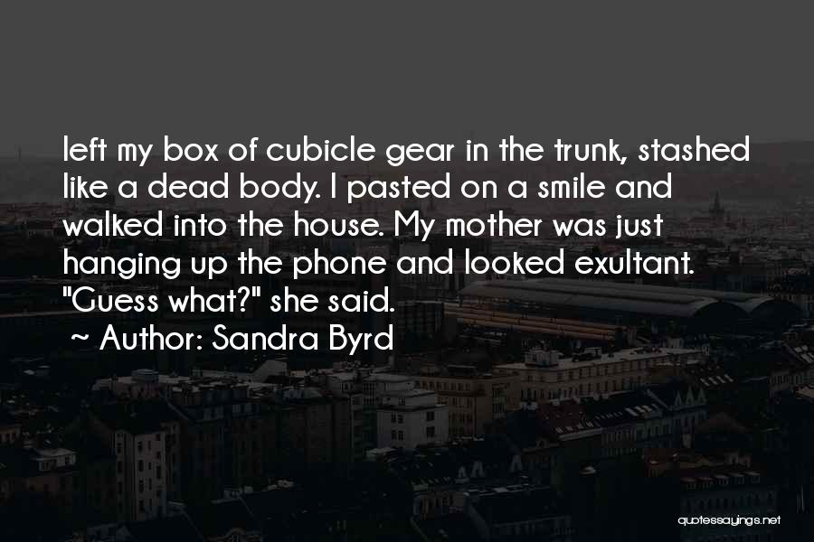 Sandra Byrd Quotes: Left My Box Of Cubicle Gear In The Trunk, Stashed Like A Dead Body. I Pasted On A Smile And