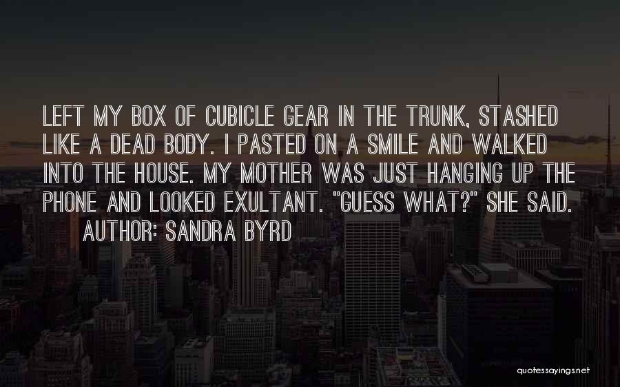 Sandra Byrd Quotes: Left My Box Of Cubicle Gear In The Trunk, Stashed Like A Dead Body. I Pasted On A Smile And