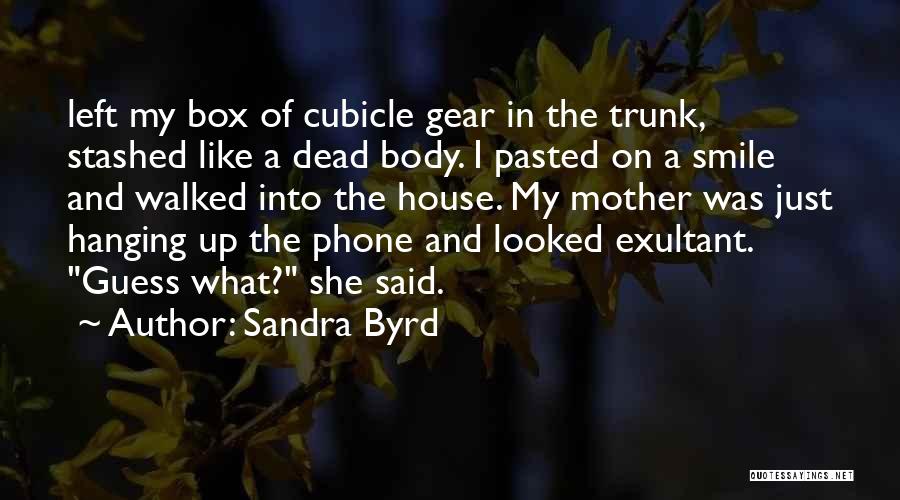 Sandra Byrd Quotes: Left My Box Of Cubicle Gear In The Trunk, Stashed Like A Dead Body. I Pasted On A Smile And