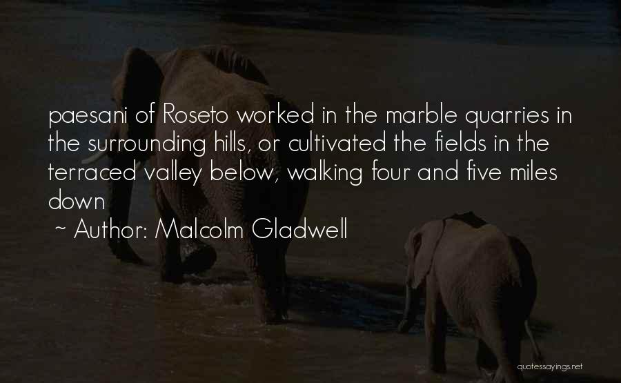 Malcolm Gladwell Quotes: Paesani Of Roseto Worked In The Marble Quarries In The Surrounding Hills, Or Cultivated The Fields In The Terraced Valley