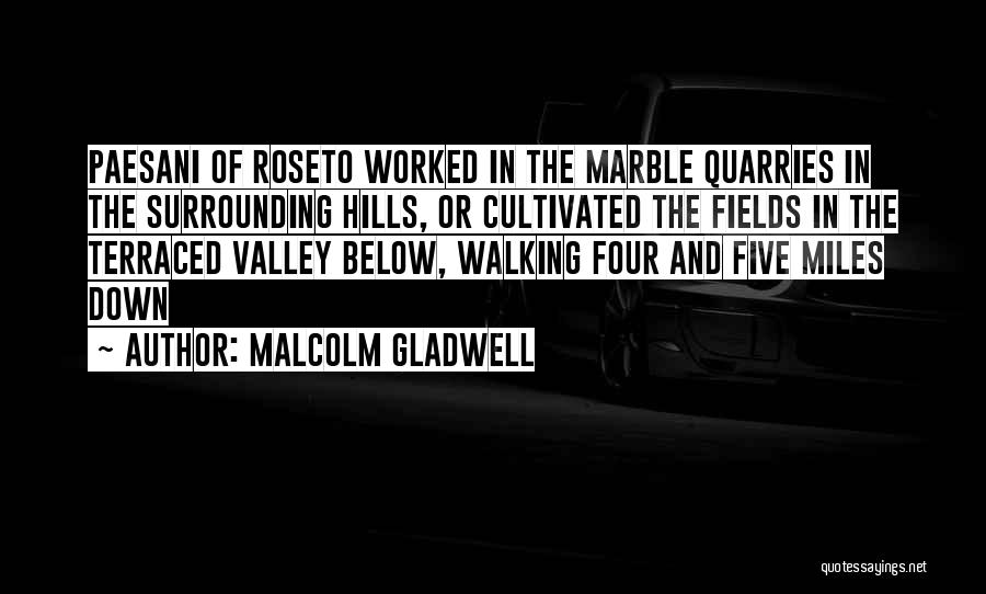 Malcolm Gladwell Quotes: Paesani Of Roseto Worked In The Marble Quarries In The Surrounding Hills, Or Cultivated The Fields In The Terraced Valley